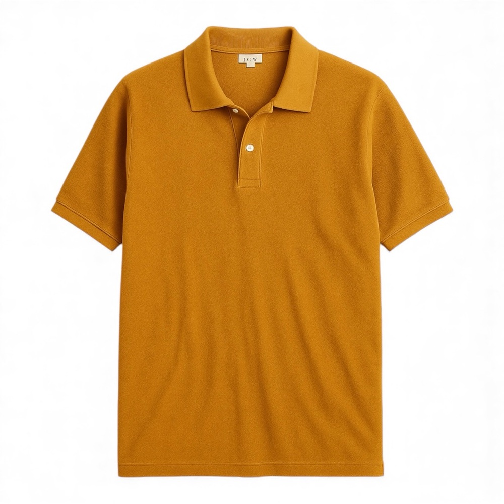 J. Crew Mens Mustard Raglan Textured Terry Polo Size L
